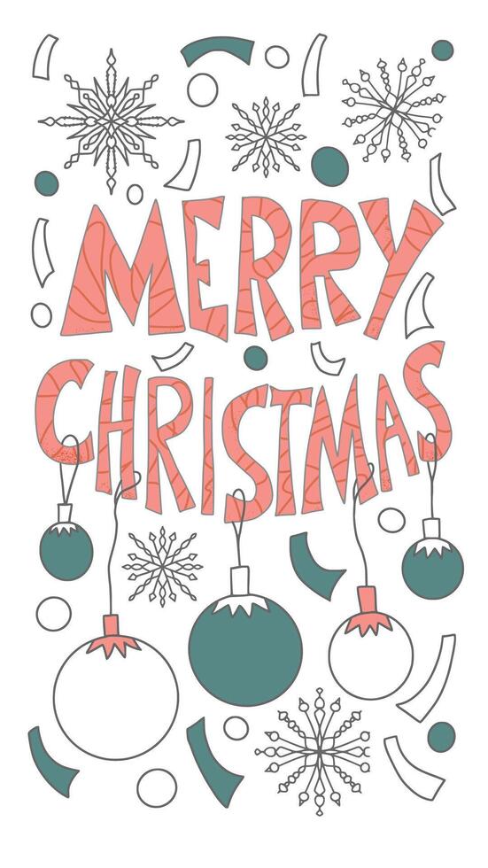 Merry Christmas. Story post with hand drawn text. vector