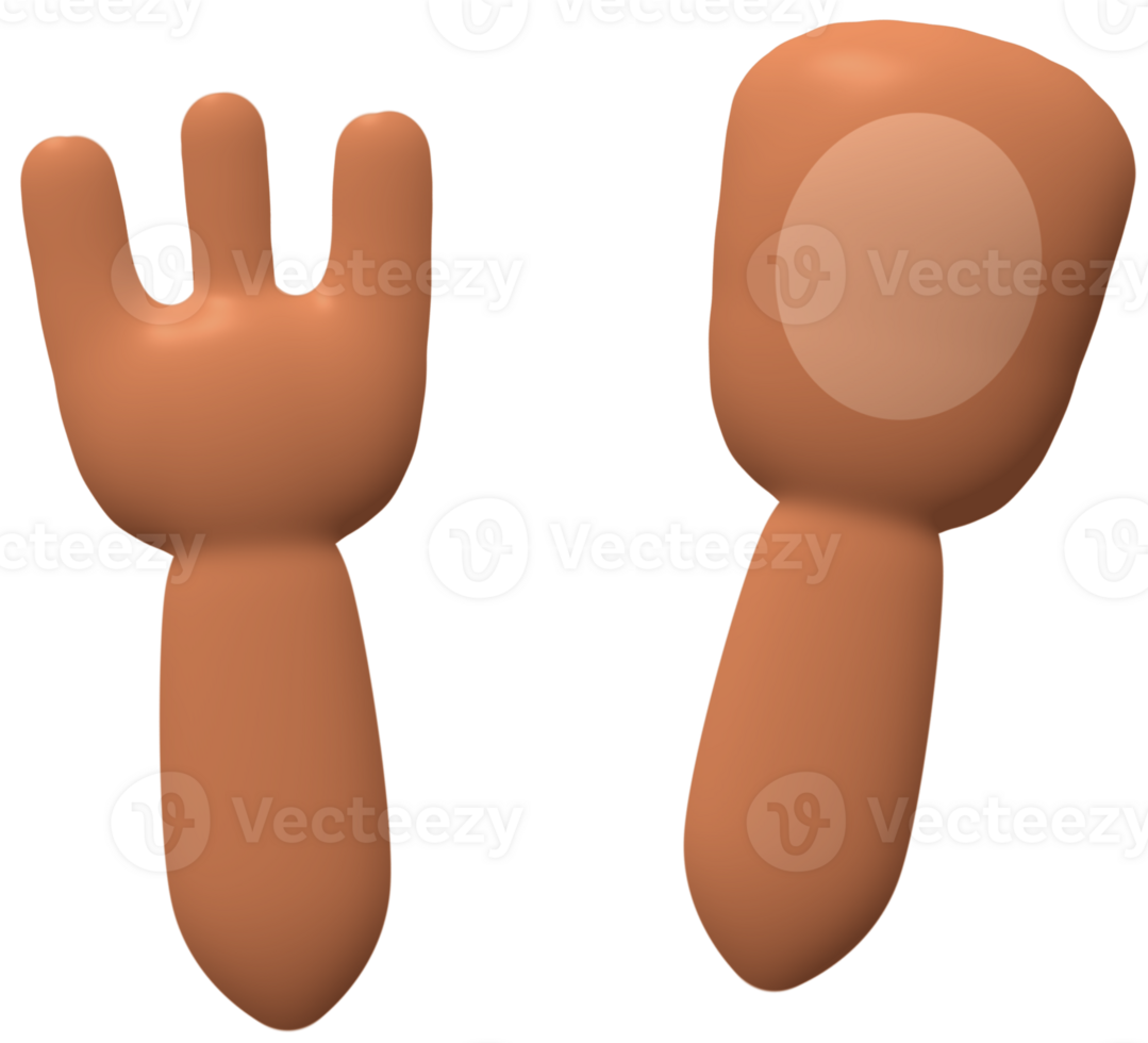 Spoon and fork 3D cute hand drawn puffy stickers png