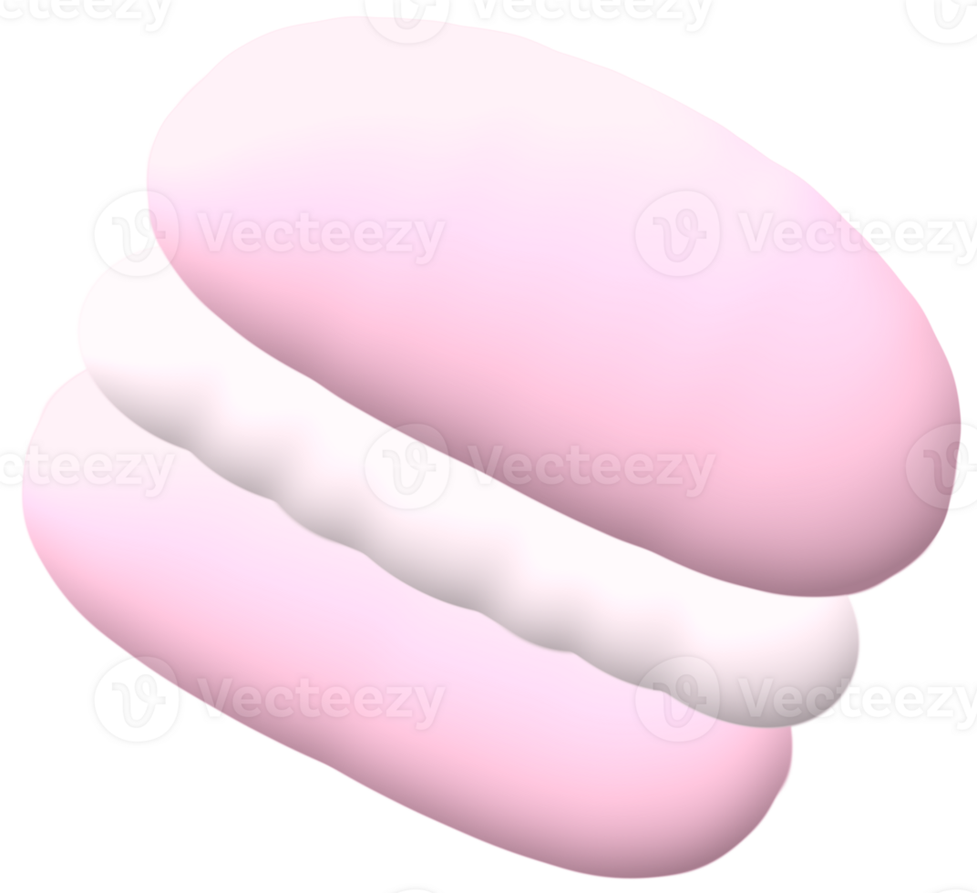 Pink macaron 3D cute hand drawn puffy stickers png