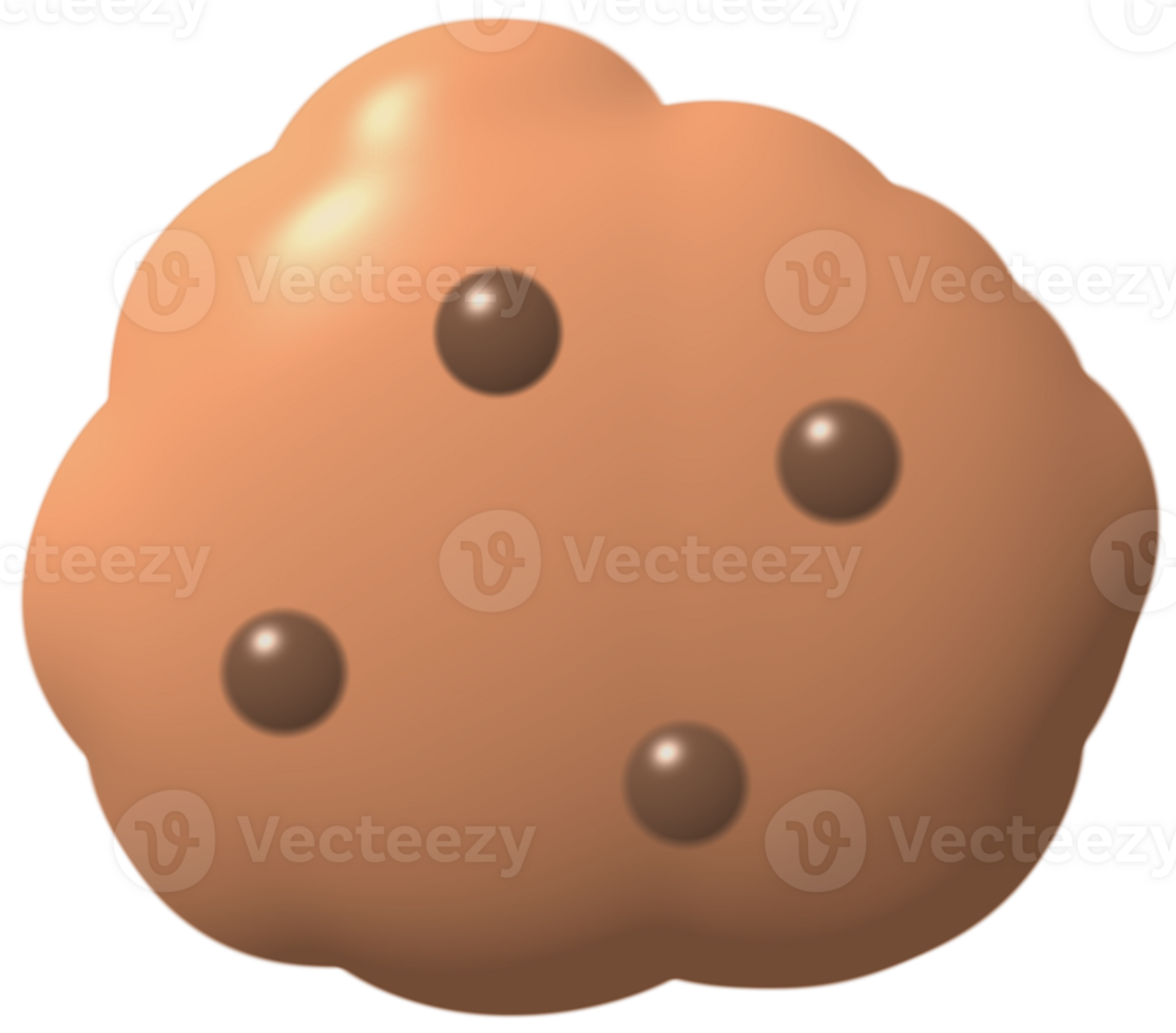 Chocolate chip cookie 3D cute hand drawn puffy stickers png