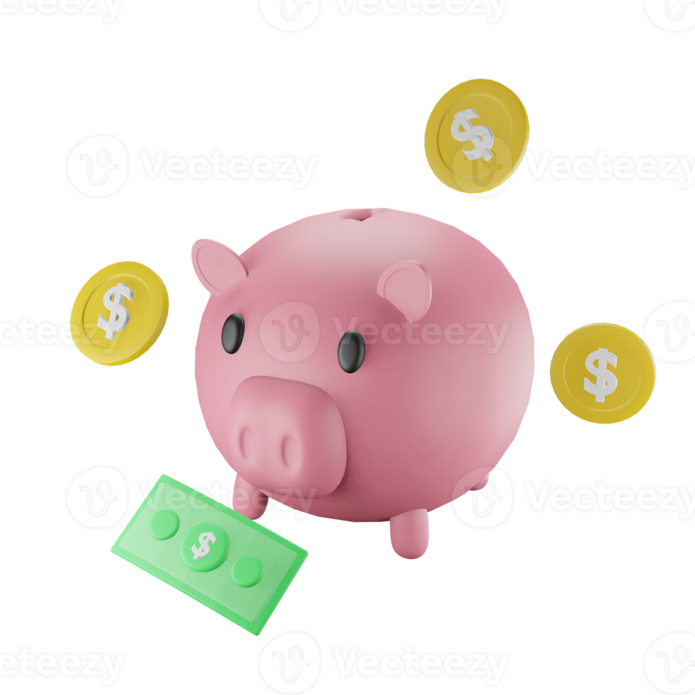 Piggy Bank 3D Illustration png