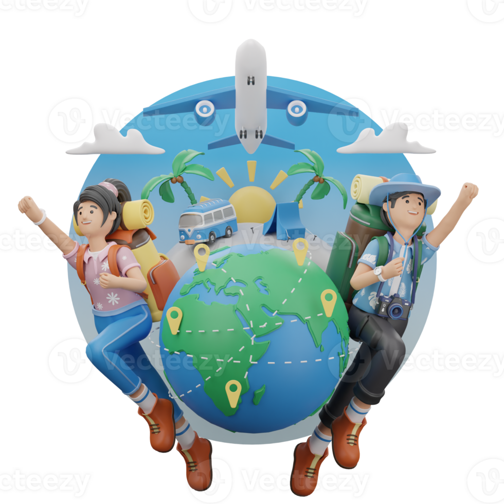 Around the world 3D Illustration png