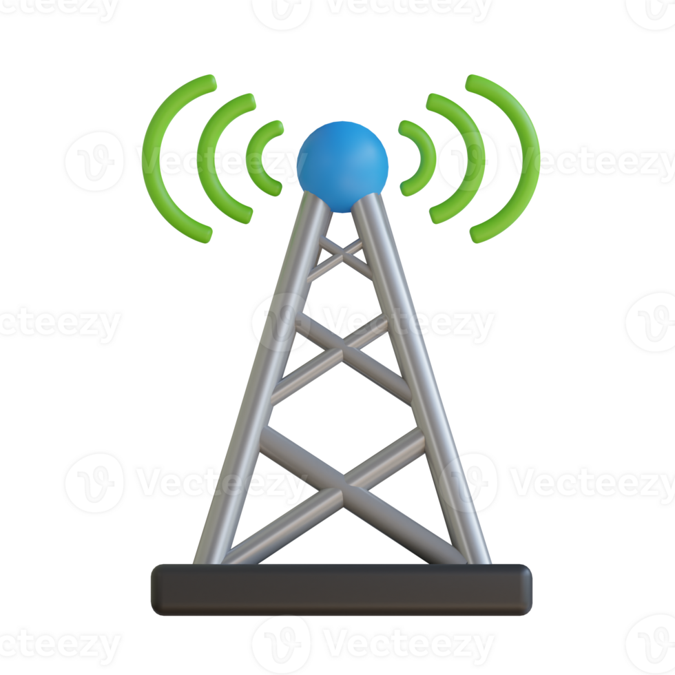 Telecommunication tower 3D Illustration png