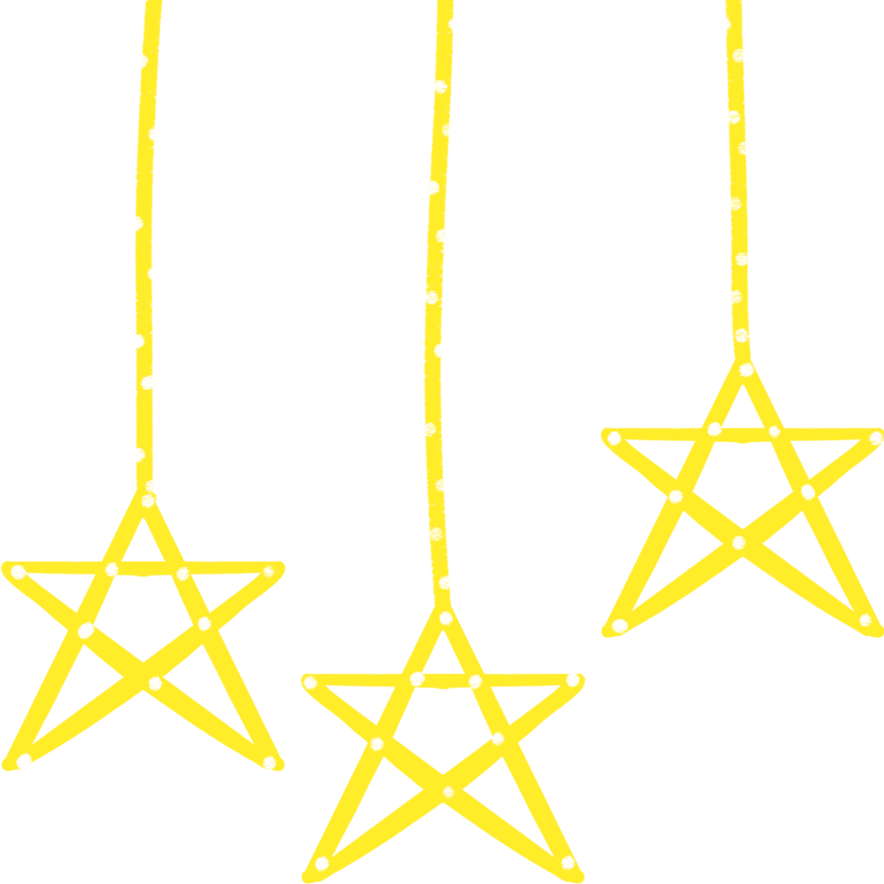 three yellow stars hanging from top png