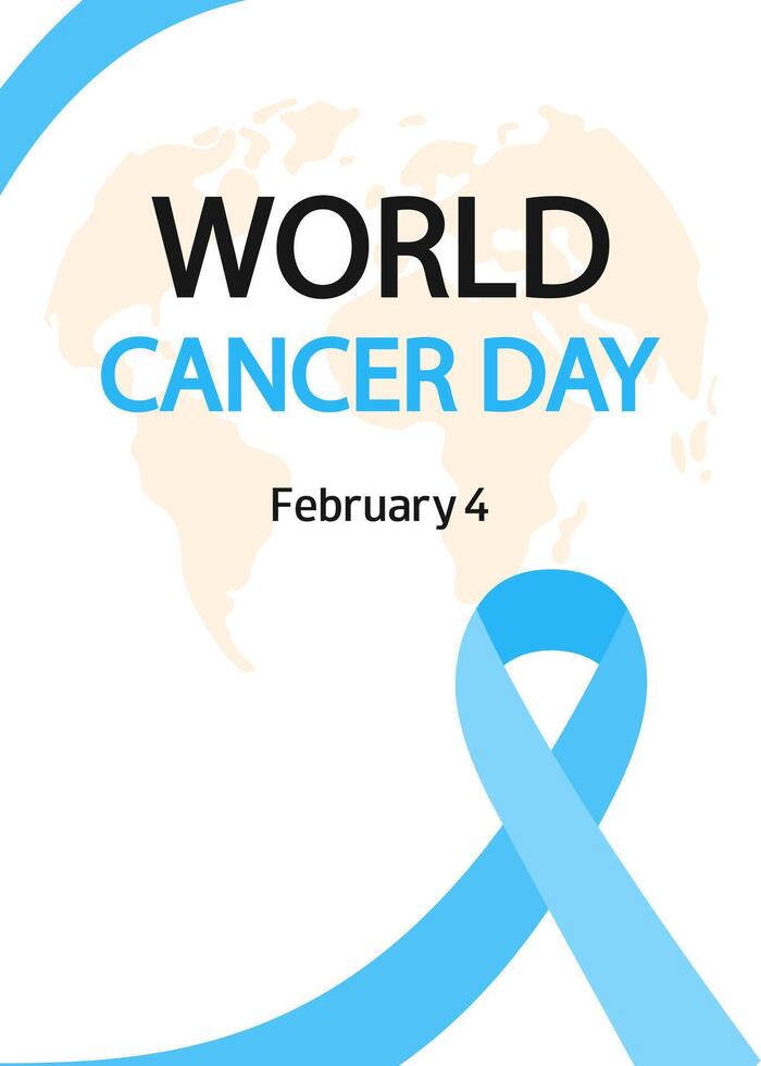 World Cancer Day. February 4. Medical awareness vertical banner, poster, flyer, presentation. vector