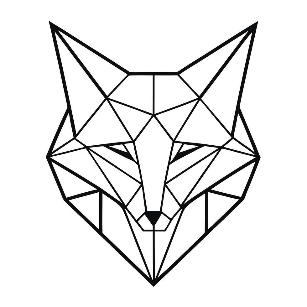 A geometric fox head on a white background vector