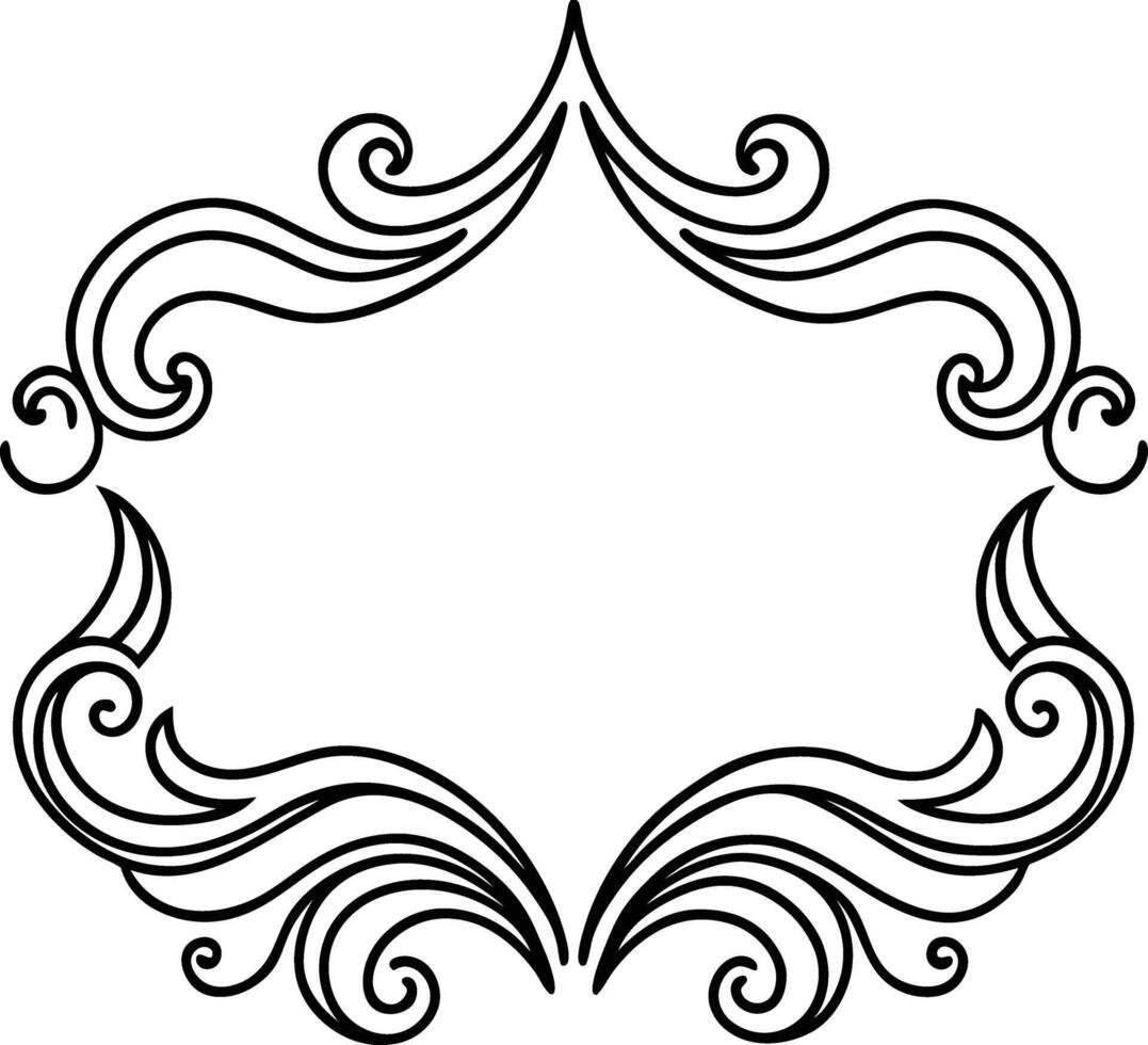 A black and white ornate frame with swirls vector