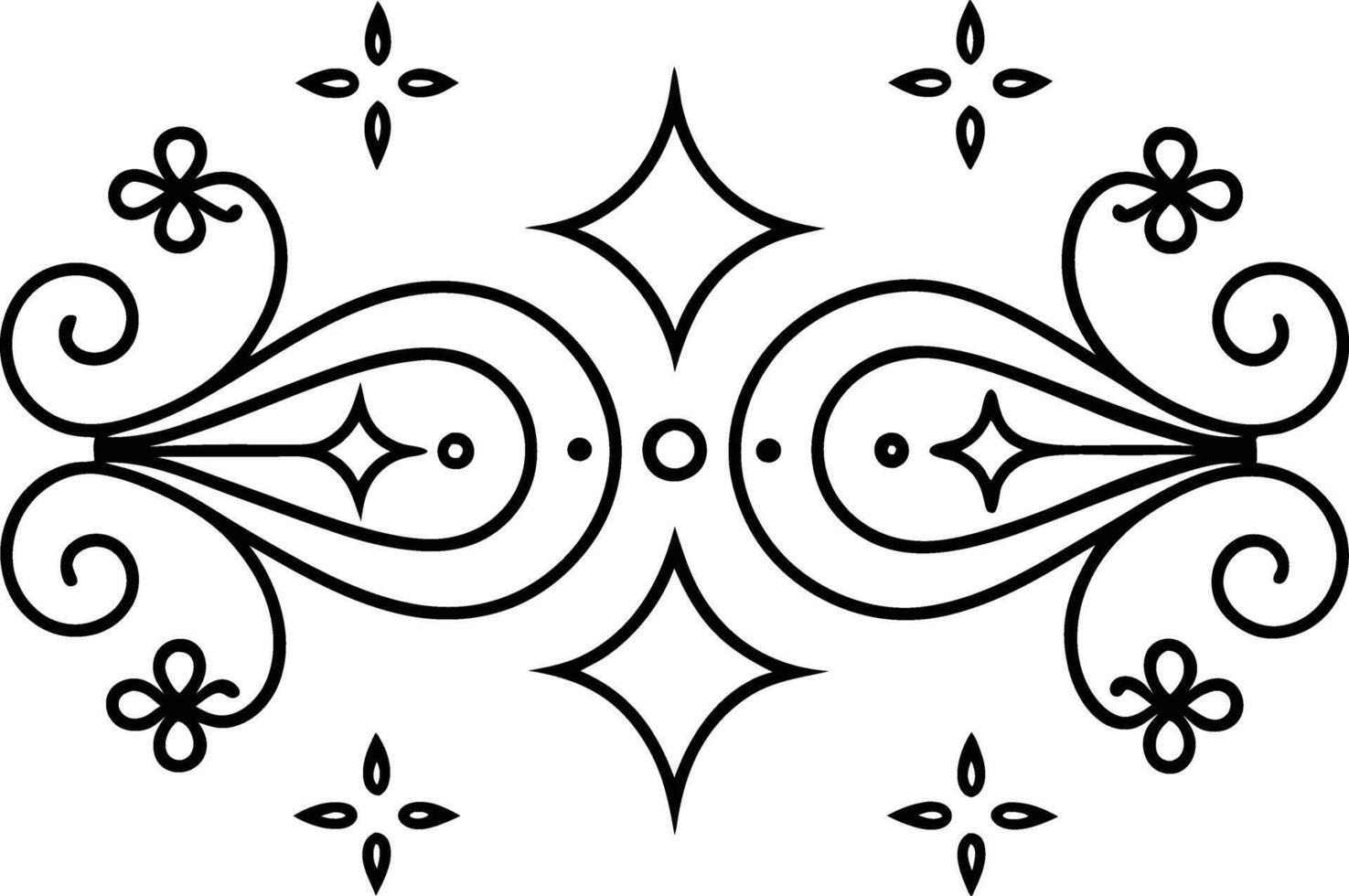 A black and white drawing of a decorative design vector