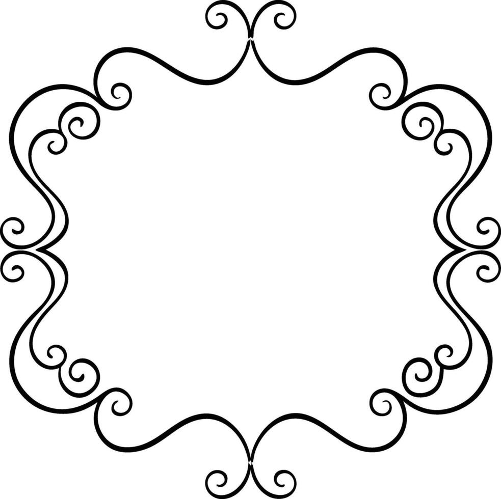 A black and white ornate frame with swirls vector