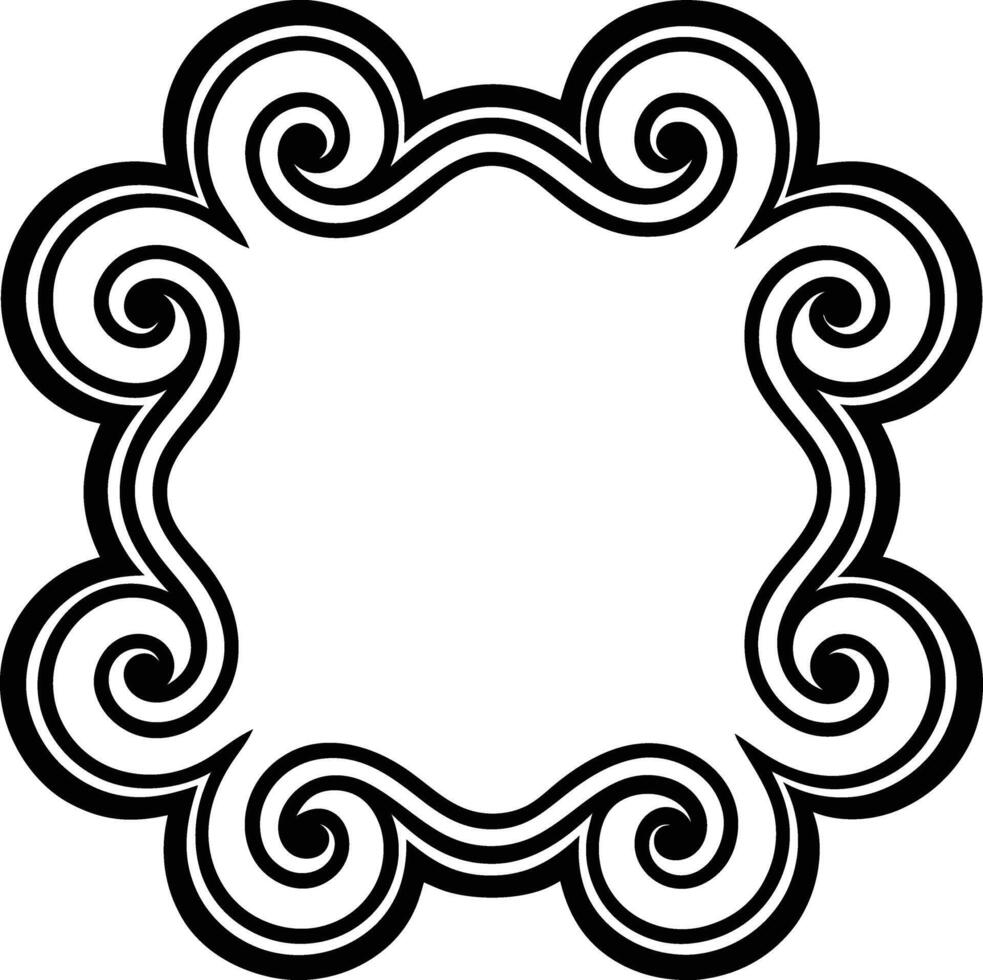 A black and white design with swirls vector