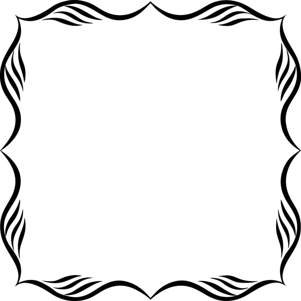 A black and white square frame with a zigzag pattern vector