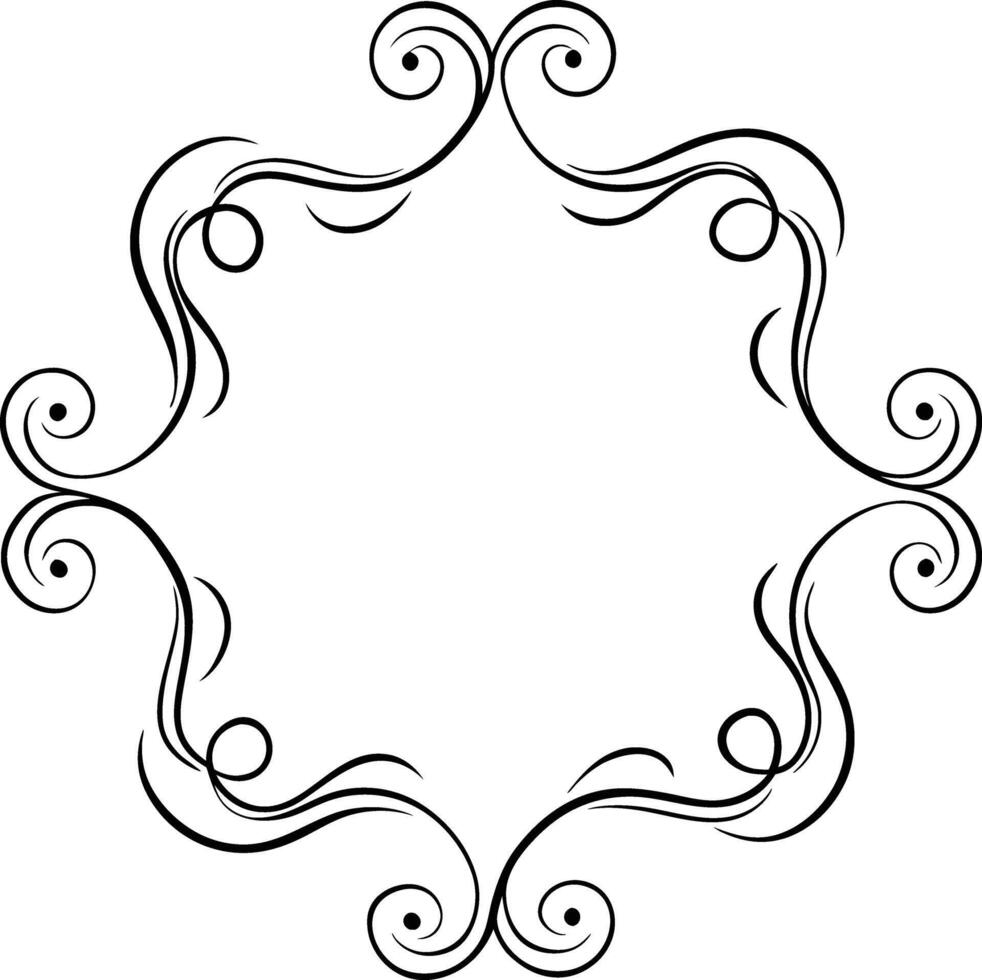 A black and white decorative frame with swirls vector