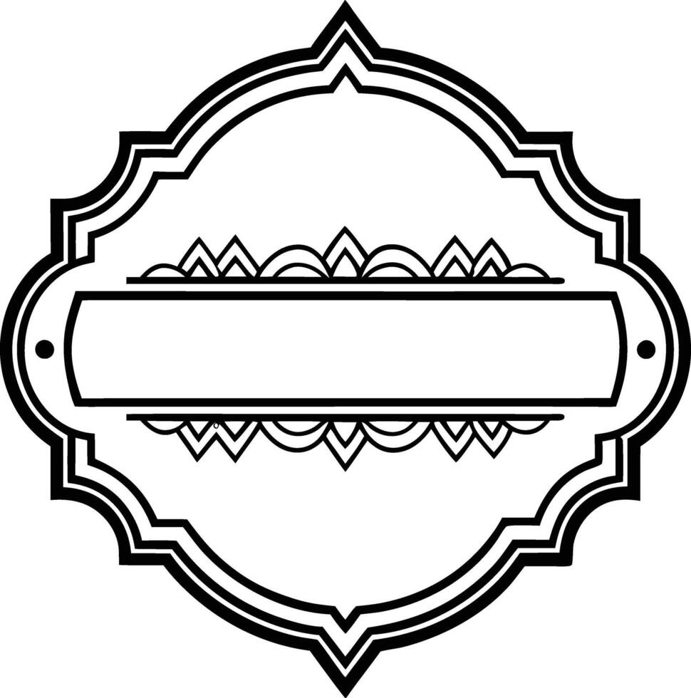 A black and white logo with ornate design vector