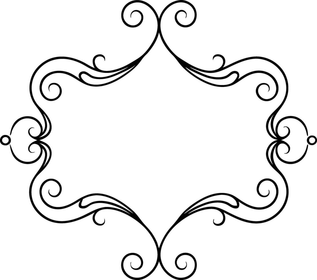 A black and white ornate frame with swirls vector