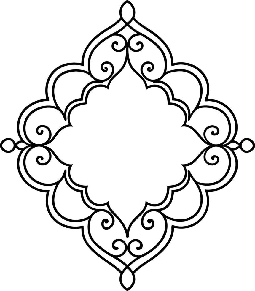A black and white drawing of a decorative pattern vector