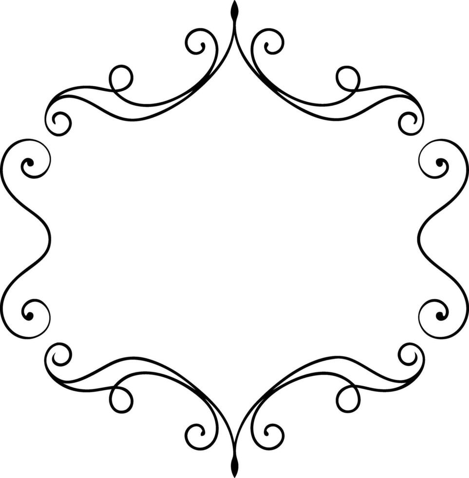 A black and white ornate frame with swirls vector