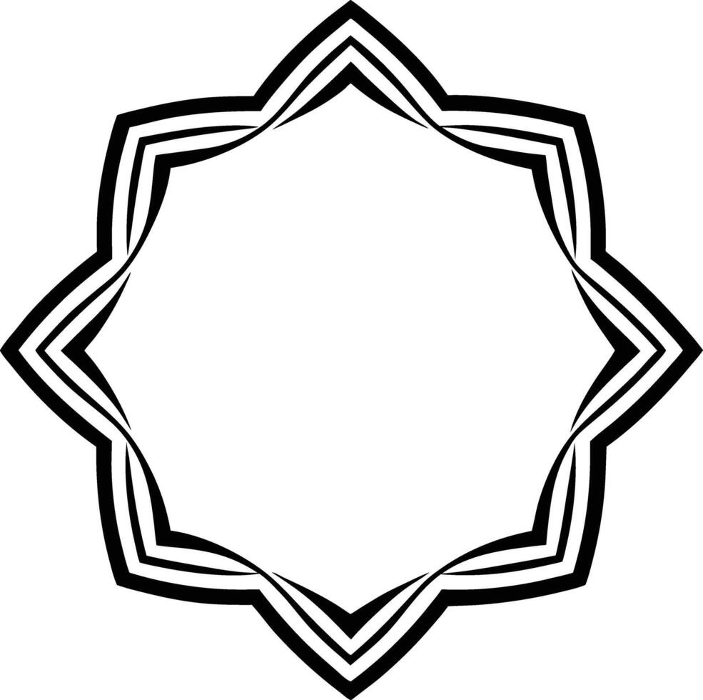 A black and white star with a white border vector