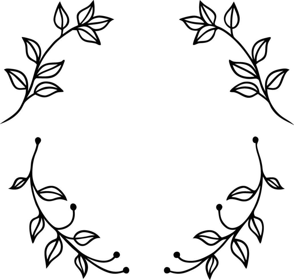 A set of four black and white leaves in a circle vector