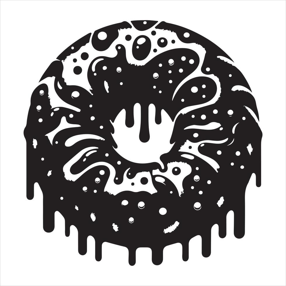 Donut black silhouette on white background vector