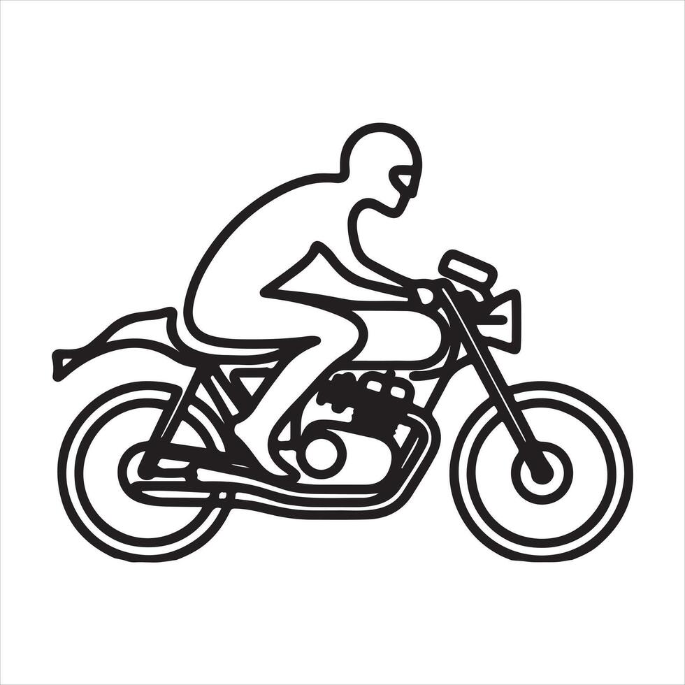 single one line Biker silhouette white background vector