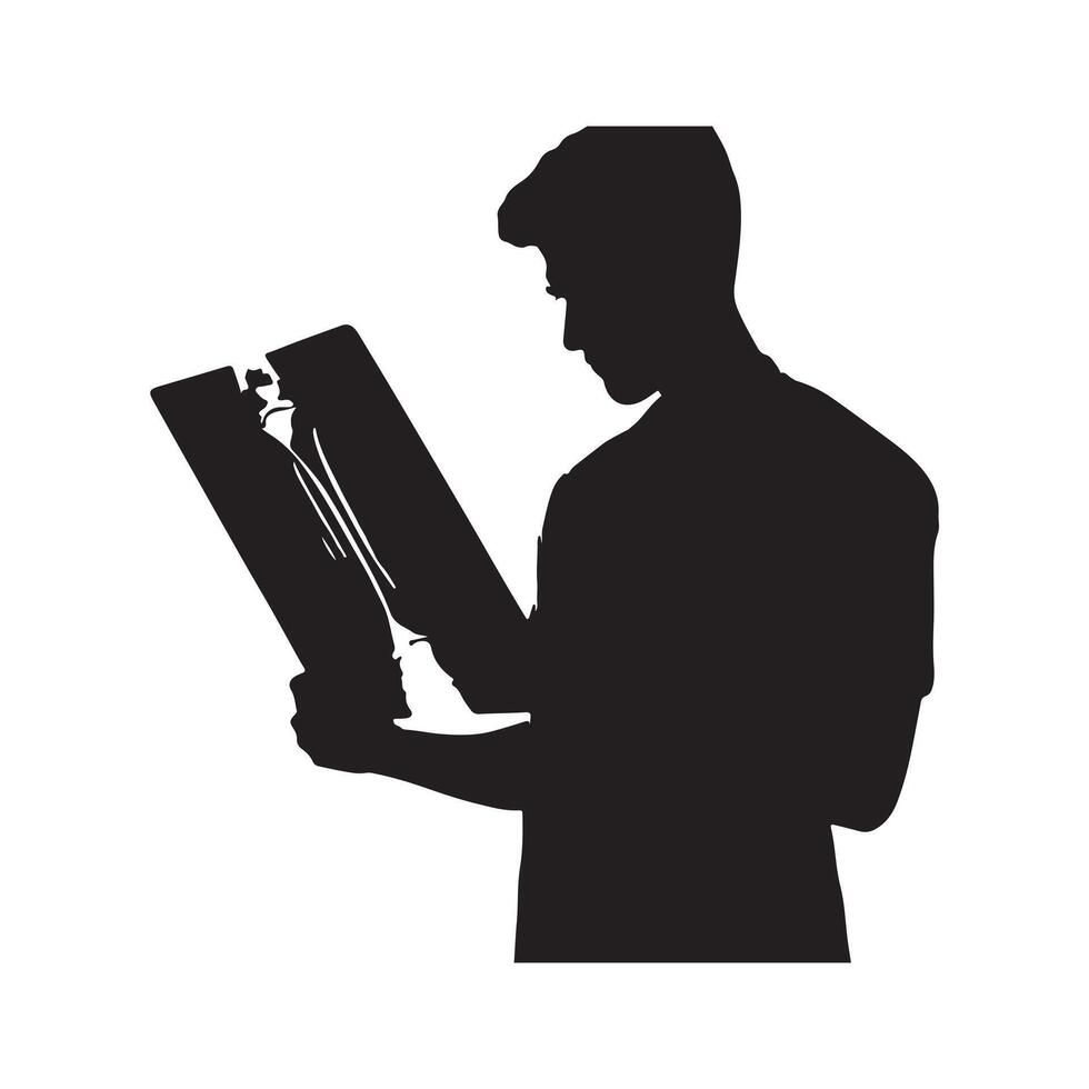 Orthopedic Surgeon Reviewing X-rays silhouette white background vector