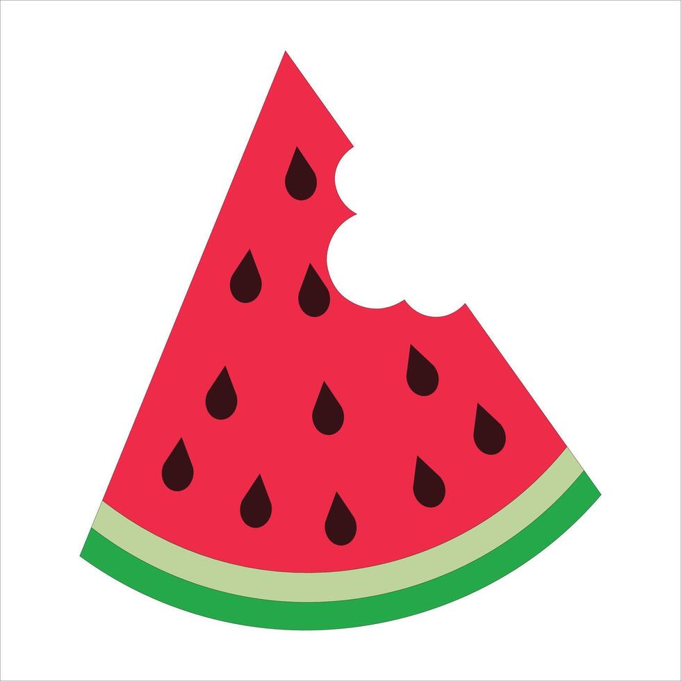 Red flat watermelon cute fruit half slice icon a illustration vector