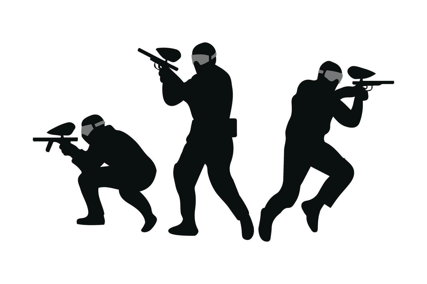 Action-Packed Silhouette of Paintball Players vector