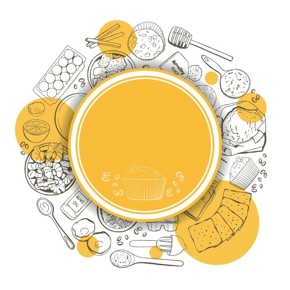 Food Ingredients Round Design Template with Text Place. Illustration vector