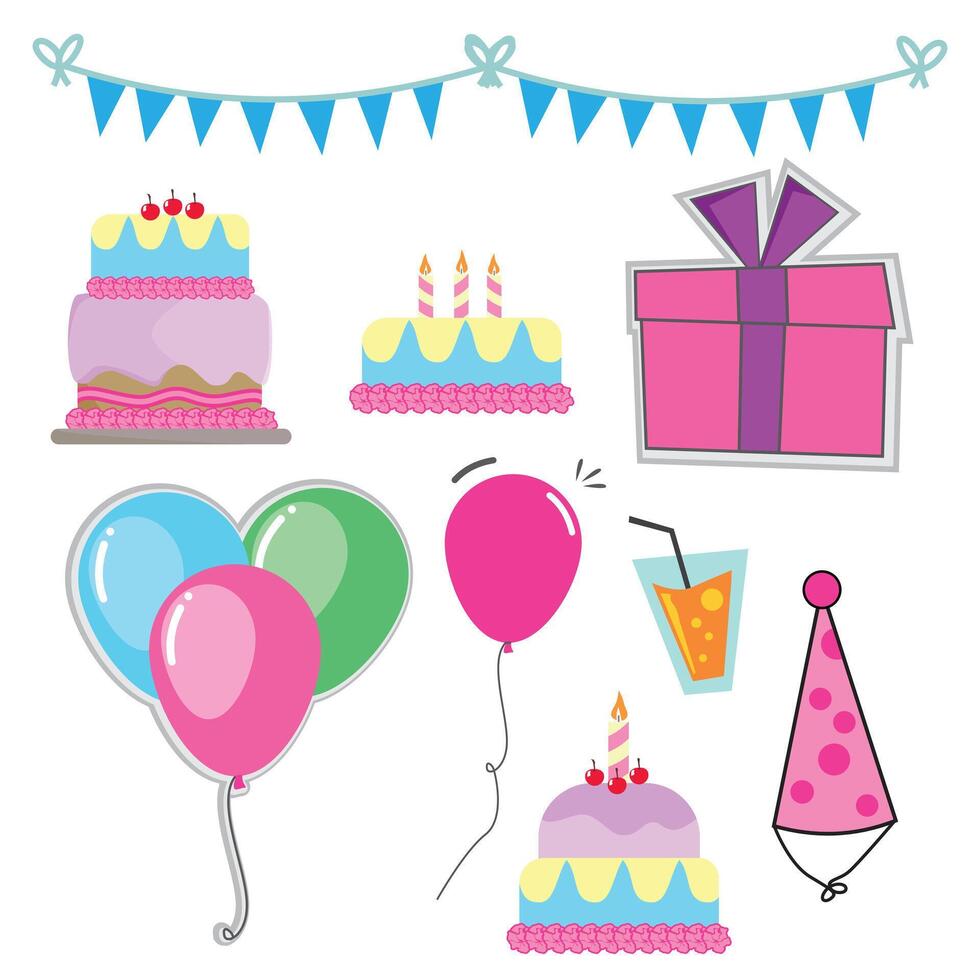 New year and birthday party elements vector