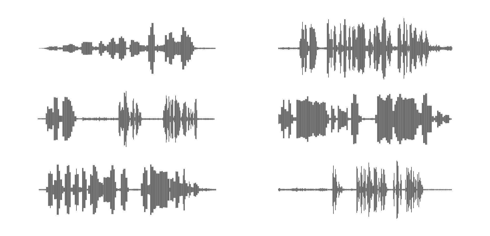 Audio waveform, music wave elements vector