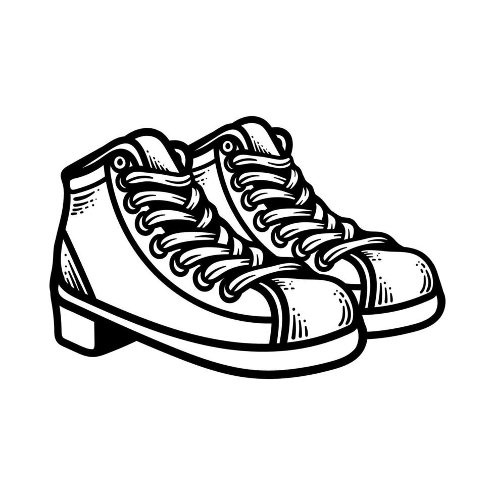 leather shoes isolated drawing line art style sketch classic vintage design illustration vector