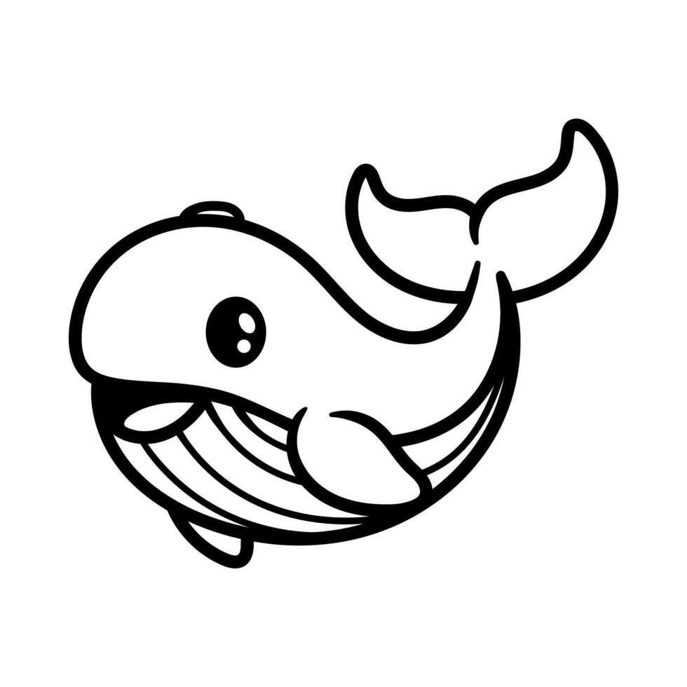 fun cartoon character of whale isolated drawing line art style sketch classic vintage design illustration vector