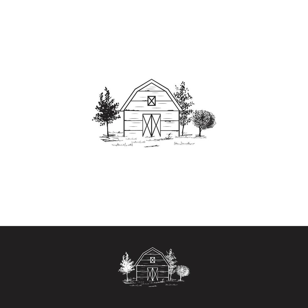 house and garden house leaf line art logo vector
