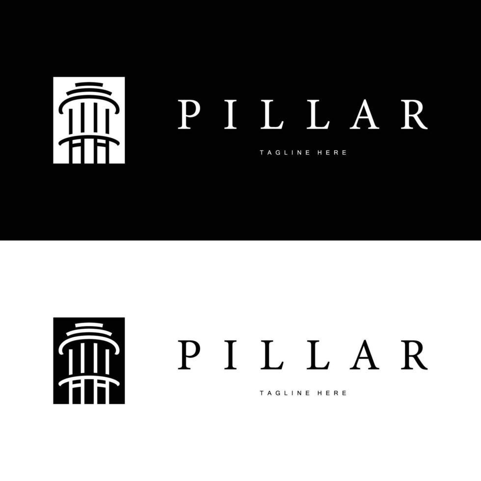 column pillar logo design simple retro vintage vector