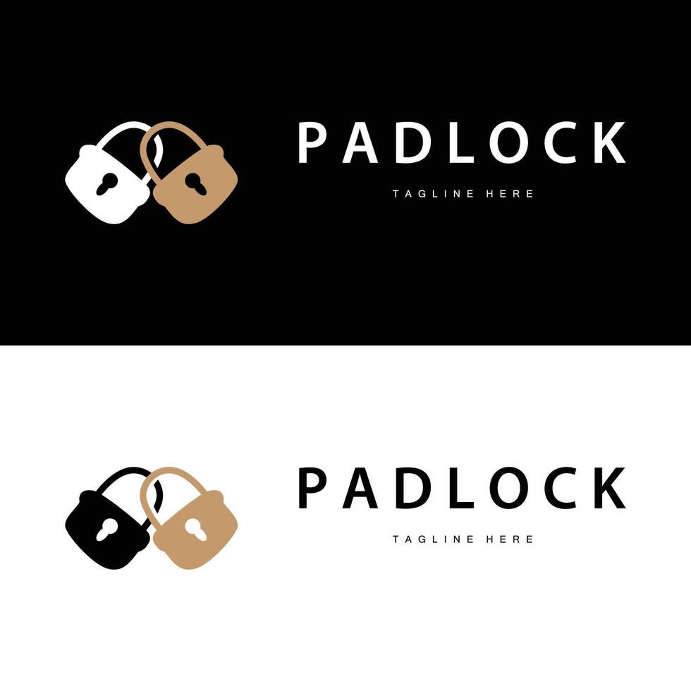 black silhouette padlock logo security illustration with simple shape vector