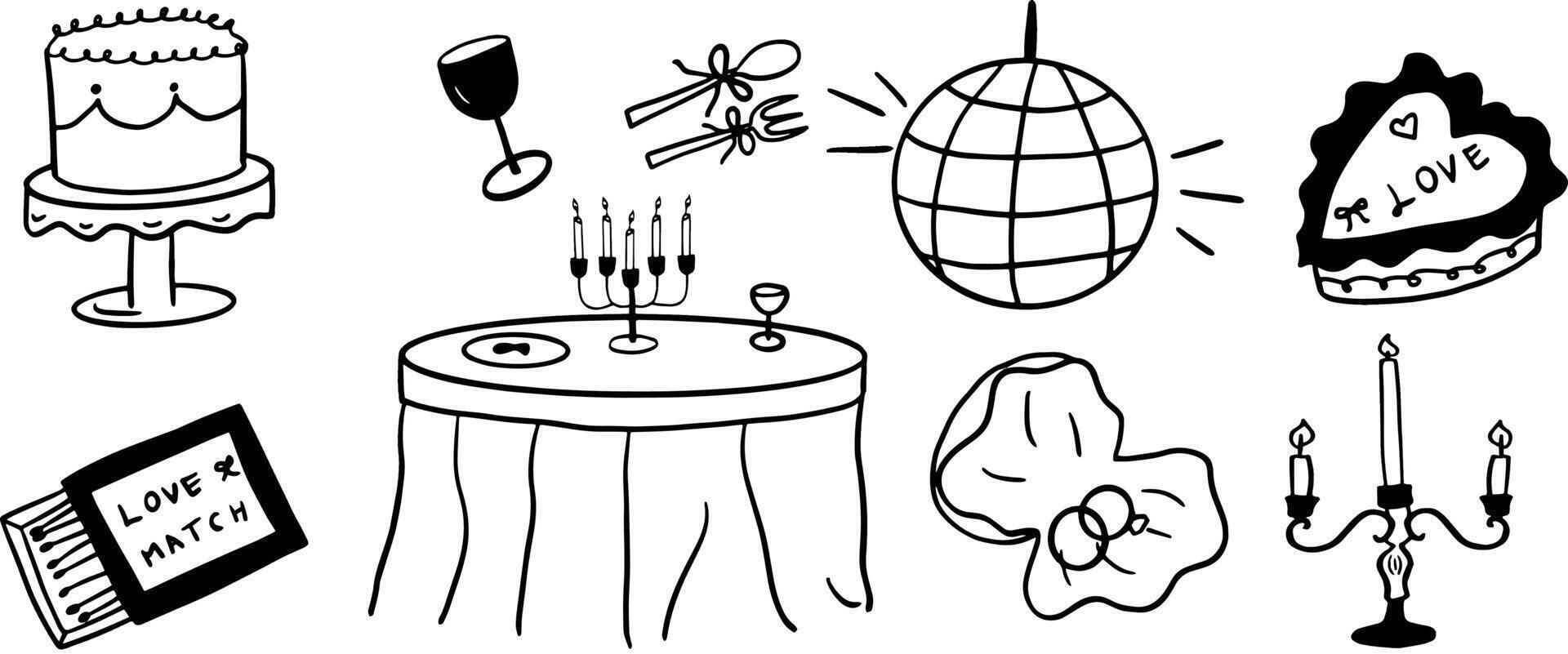 Minimalist Wedding Doodles for Bridal and Celebration Art vector