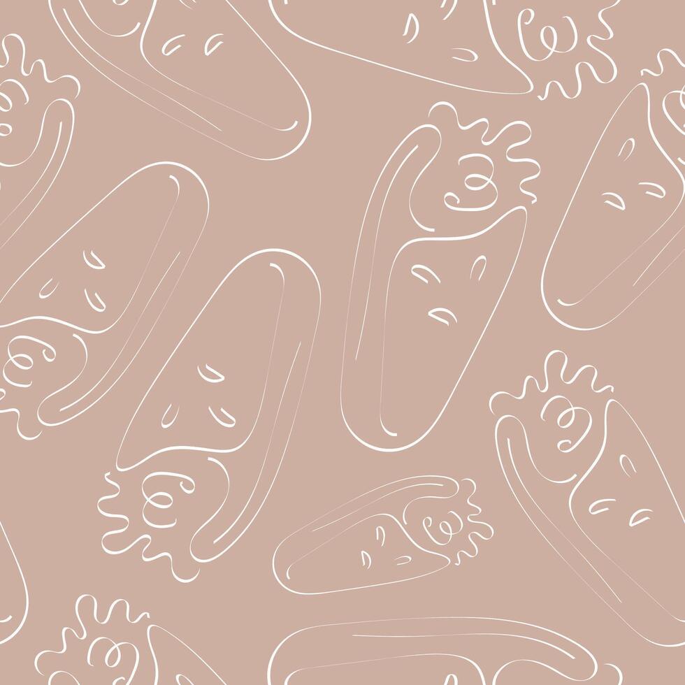seamless pattern with original shawarma icon with vegetables and meat in line art style vector