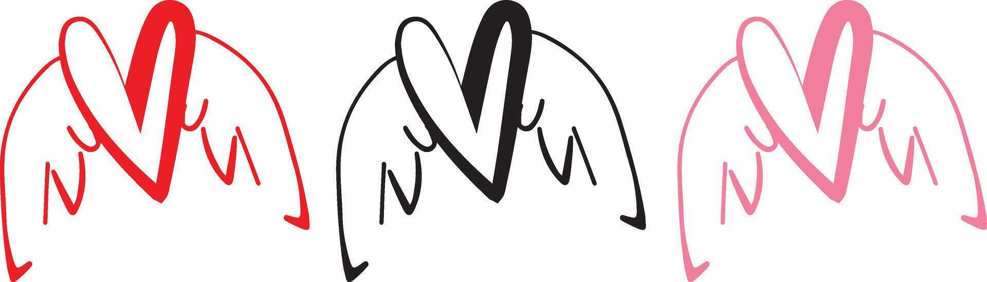 heart with cupid's wings drawn with colorful contours for valentine's day vector