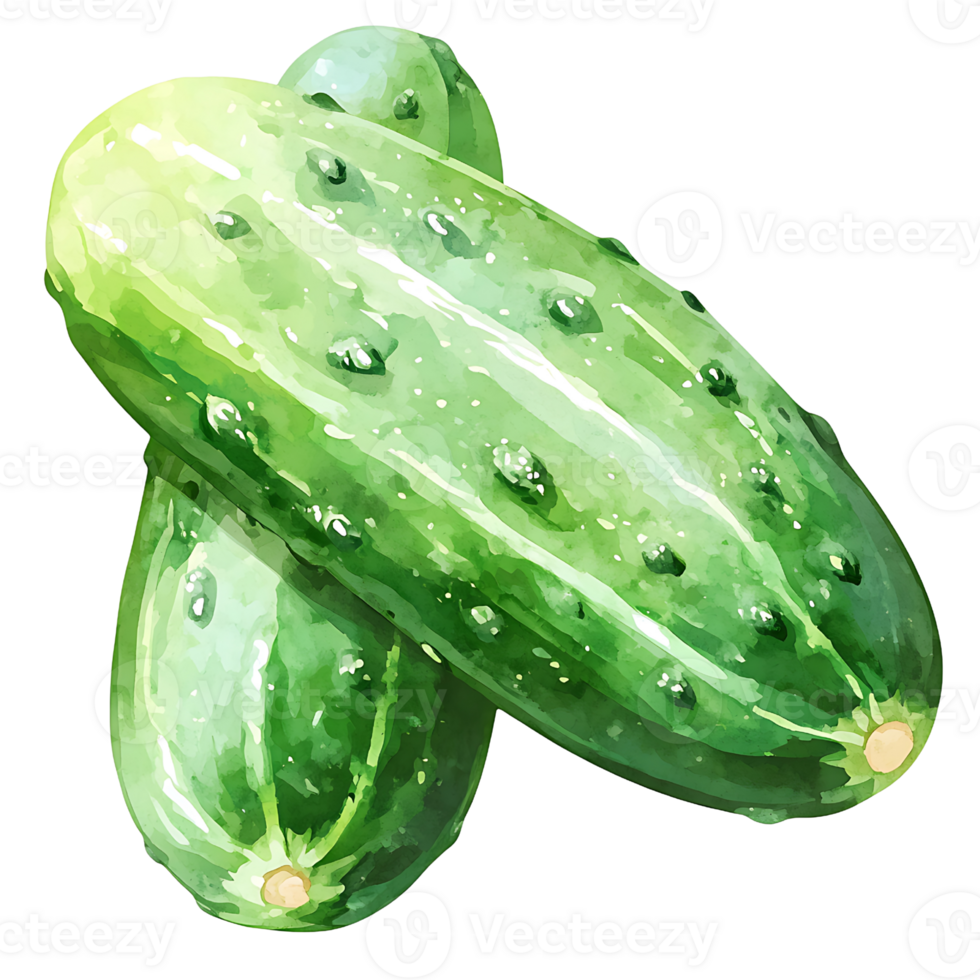 Fresh green cucumbers with vibrant texture and water droplets png