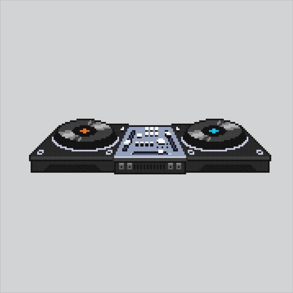Pixel art illustration DJ Mixer. Pixelated Turntables Controller. DJ Mixer Turntables Controller icon pixelated for the pixel art game and icon for website and game. old school retro. vector