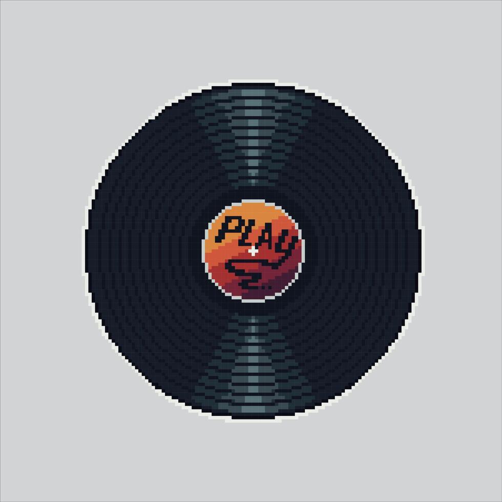 Pixel art illustration DJ Music Vinyl. Pixelated Plate Record. DJ Vinyl Plate Record icon pixelated for the pixel art game and icon for website and game. old school retro. vector