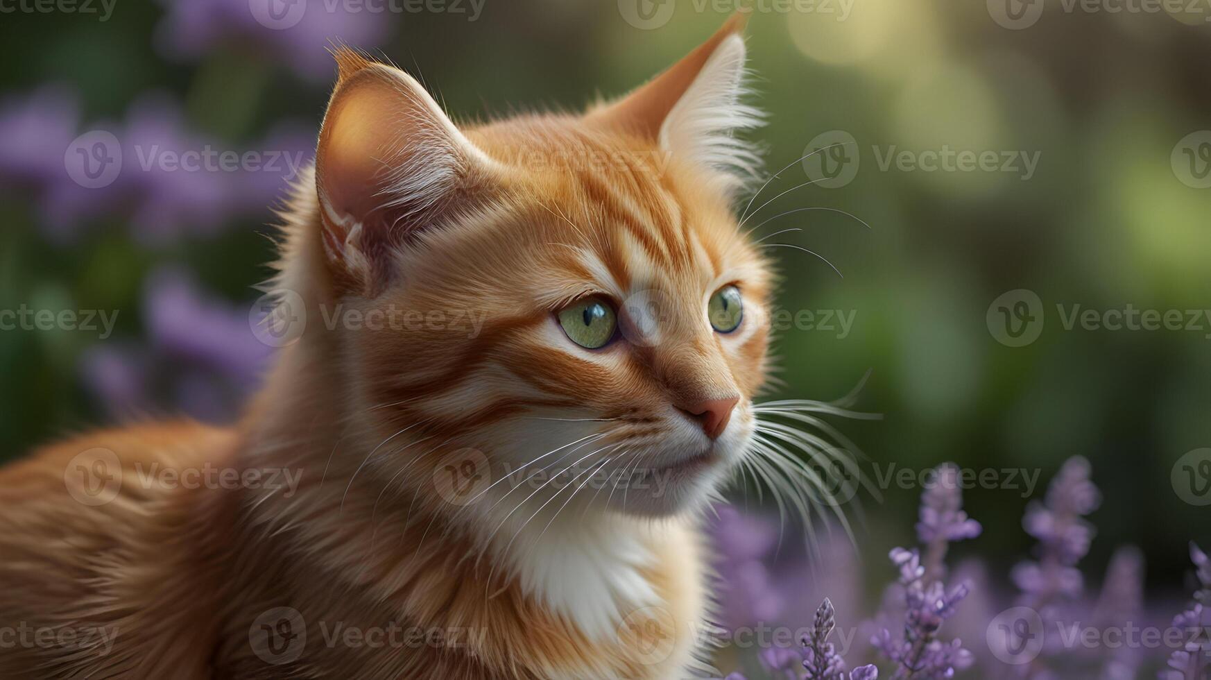 A Portrait of Feline Serenity in a Garden Setting photo
