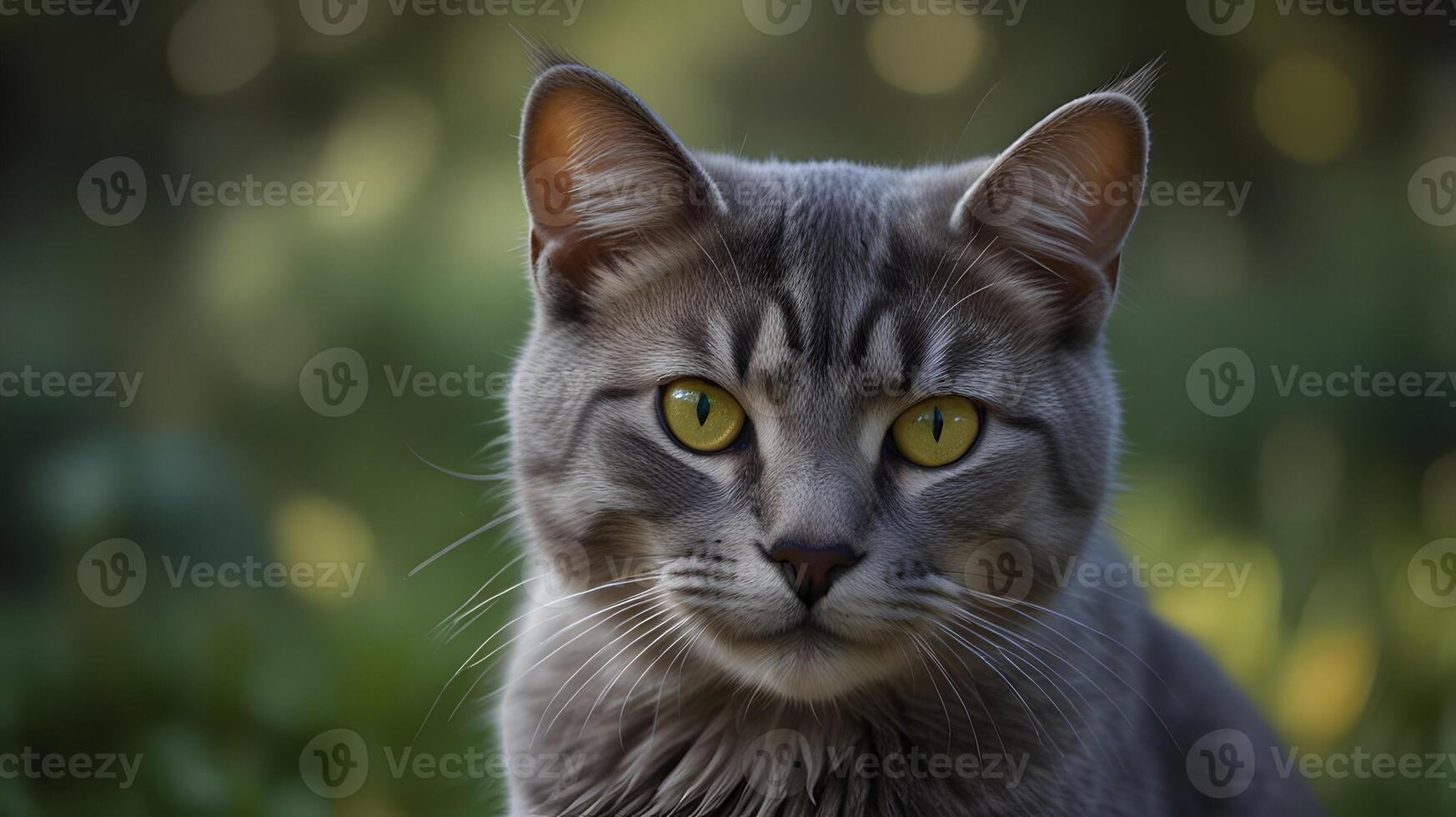 A Captivating Look into Feline Eyes in a Blurred Green Background photo