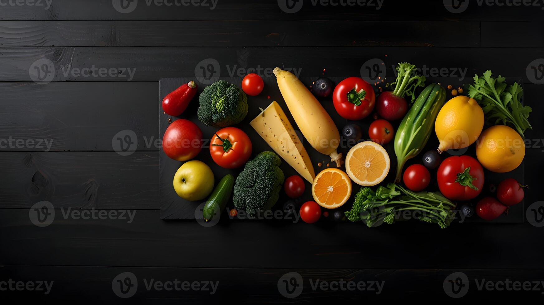 A Colorful Still Life of Vegetables and Fruits photo
