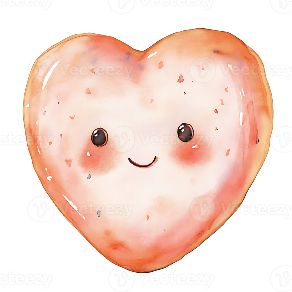 Cute heart character with smiling face and soft colors png