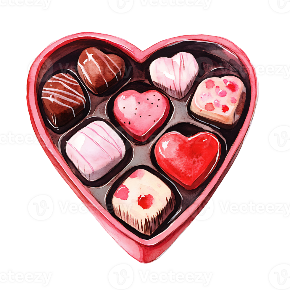 Delicious heart shaped box of assorted chocolates, perfect for gifting png