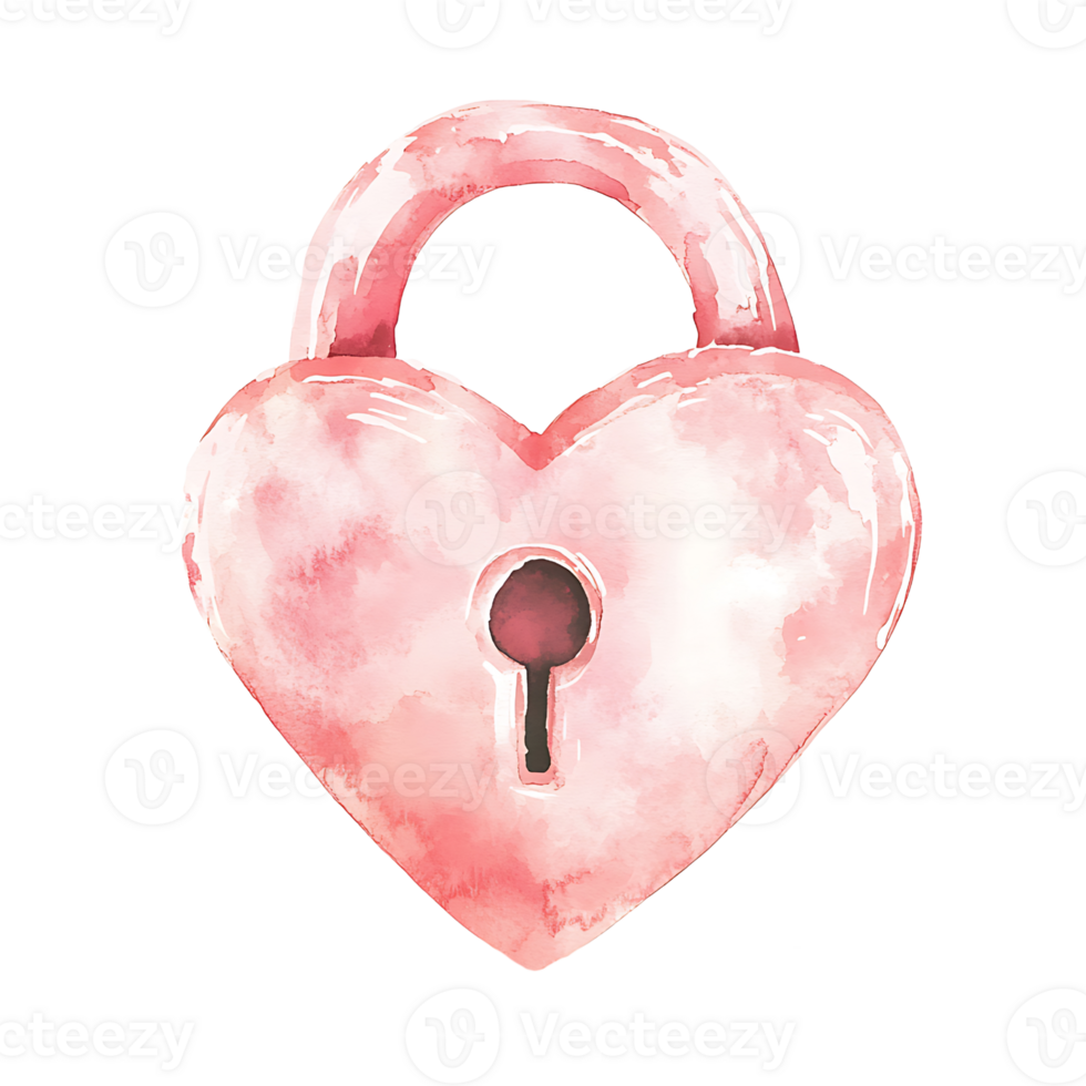Heart shaped lock, symbolizing love and security, in soft pink tones png