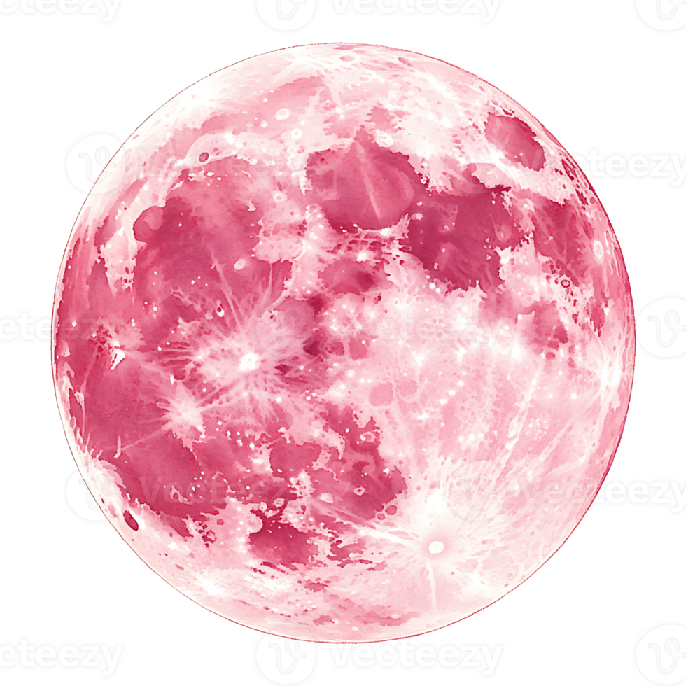 vibrant pink full moon glowing in night sky, radiating beauty png