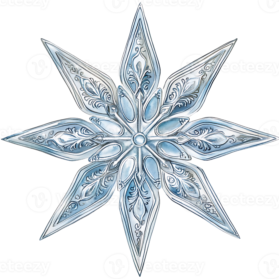 Intricate silver snowflake design with elegant patterns png
