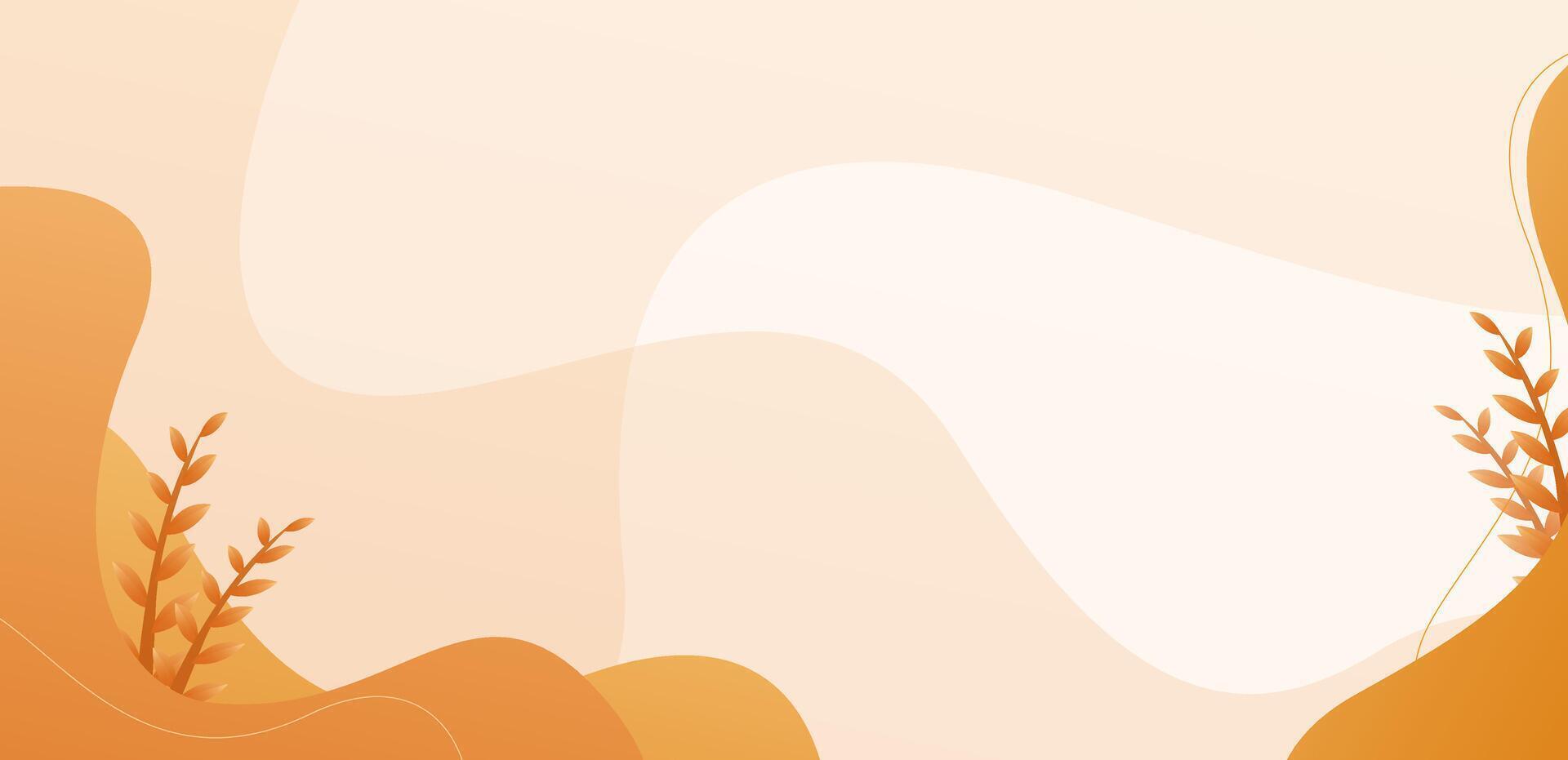 An orange background with a mountain and grass vector